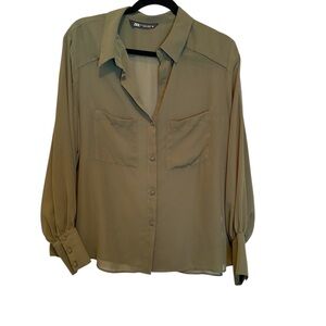 Zara Olive Button Down Shirt